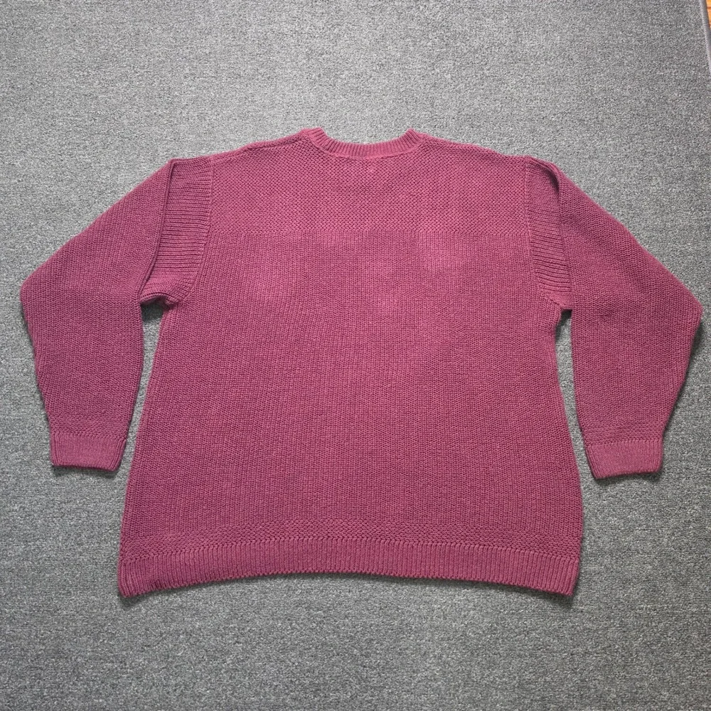 VTG LL Bean Fisherman Knit Sweater Burgundy Mens XL Cotton Blend Crewneck USA‎